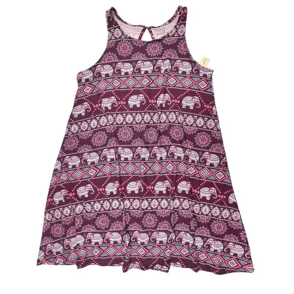 Bobbie Brooks Dress Large Elephant Print Boho Tribal Swim Cover Up Resort Wear - Picture 3 of 13